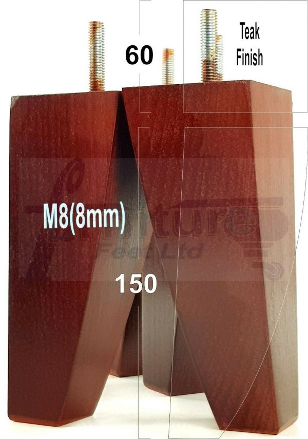 4x TAPERED WOODEN SOFA LEGS 150mm High CHAIR REPLACEMENT FURNITURE FEET M8(8mm) - Image 29