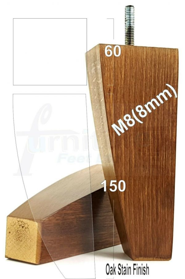 4x TAPERED WOODEN SOFA LEGS 150mm High CHAIR REPLACEMENT FURNITURE FEET M8(8mm) - Image 17