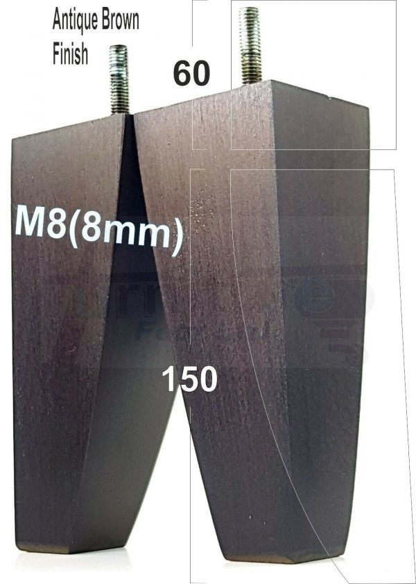 4x TAPERED WOODEN SOFA LEGS 150mm High CHAIR REPLACEMENT FURNITURE FEET M8(8mm) - Image 11