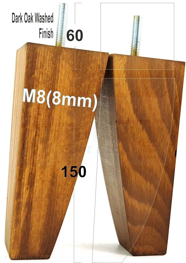 4x TAPERED WOODEN SOFA LEGS 150mm High CHAIR REPLACEMENT FURNITURE FEET M8(8mm) - Image 18