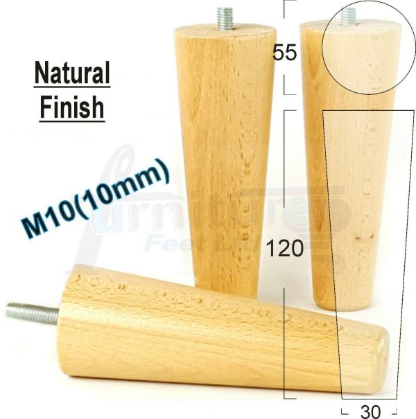 4x WOOD REPLACEMENT FURNITURE CHAIR LEGS M10(10mm) SOFA - SETTEE FEET 120mm HIGH - Image 26