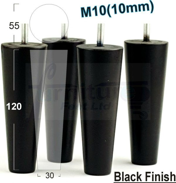 4x WOOD REPLACEMENT FURNITURE CHAIR LEGS M10(10mm) SOFA - SETTEE FEET 120mm HIGH - Image 16