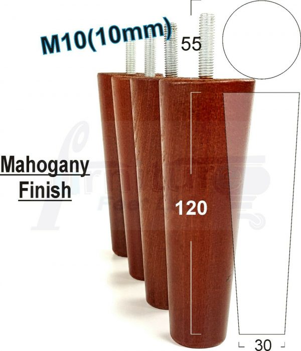 4x WOOD REPLACEMENT FURNITURE CHAIR LEGS M10(10mm) SOFA - SETTEE FEET 120mm HIGH - Image 23