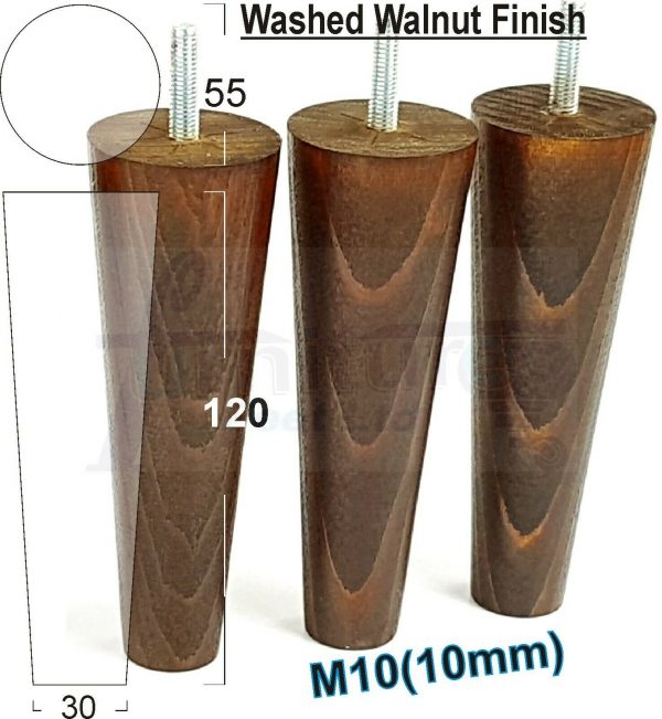 4x WOOD REPLACEMENT FURNITURE CHAIR LEGS M10(10mm) SOFA - SETTEE FEET 120mm HIGH - Image 20