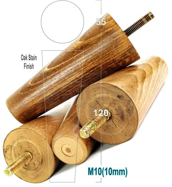 4x WOOD REPLACEMENT FURNITURE CHAIR LEGS M10(10mm) SOFA - SETTEE FEET 120mm HIGH - Image 30