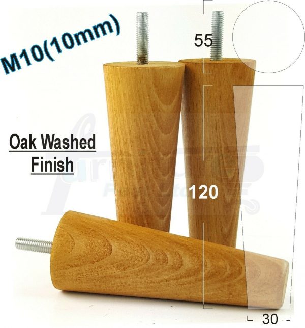 4x WOOD REPLACEMENT FURNITURE CHAIR LEGS M10(10mm) SOFA - SETTEE FEET 120mm HIGH - Image 29