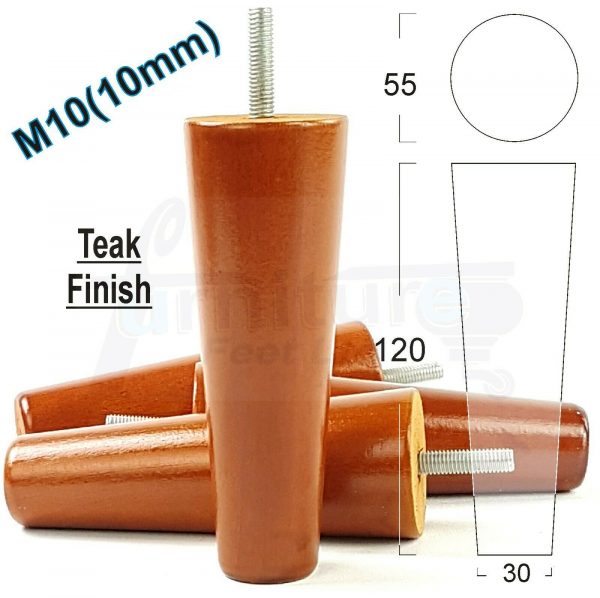 4x WOOD REPLACEMENT FURNITURE CHAIR LEGS M10(10mm) SOFA - SETTEE FEET 120mm HIGH - Image 33