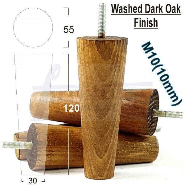 4x WOOD REPLACEMENT FURNITURE CHAIR LEGS M10(10mm) SOFA - SETTEE FEET 120mm HIGH - Image 19