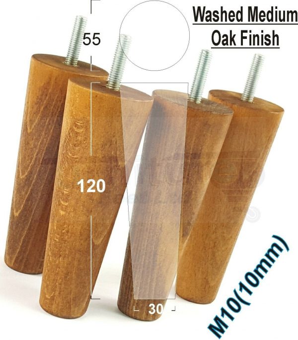 4x WOOD REPLACEMENT FURNITURE CHAIR LEGS M10(10mm) SOFA - SETTEE FEET 120mm HIGH - Image 25