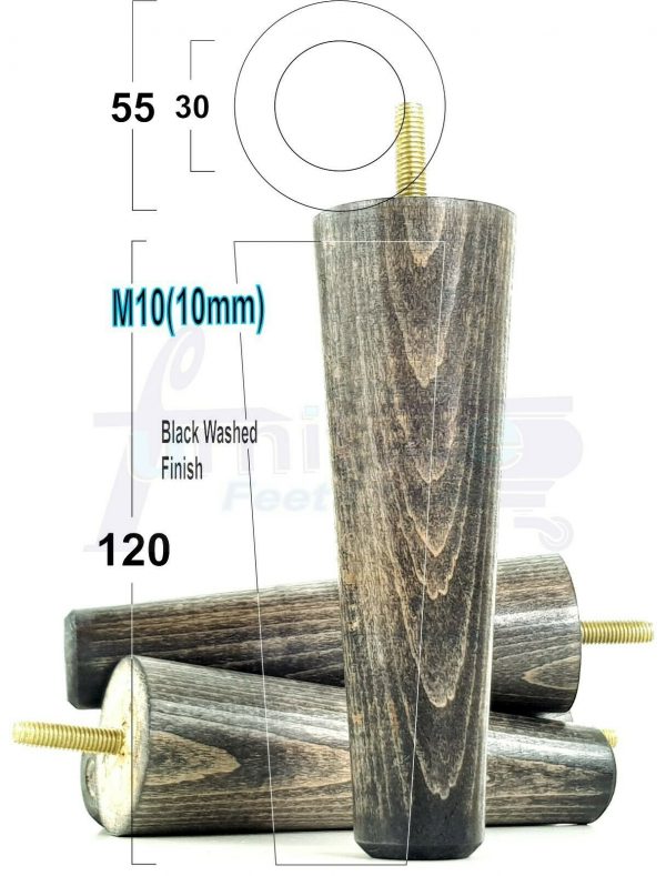 4x WOOD REPLACEMENT FURNITURE CHAIR LEGS M10(10mm) SOFA - SETTEE FEET 120mm HIGH - Image 17