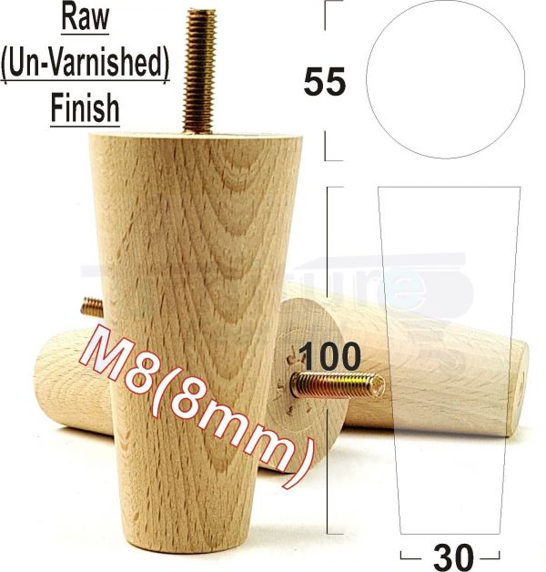 4x WOOD REPLACEMENT FURNITURE CHAIR LEGS M8(8mm) SOFA - SETTEE FEET 100mm HIGH - Image 32