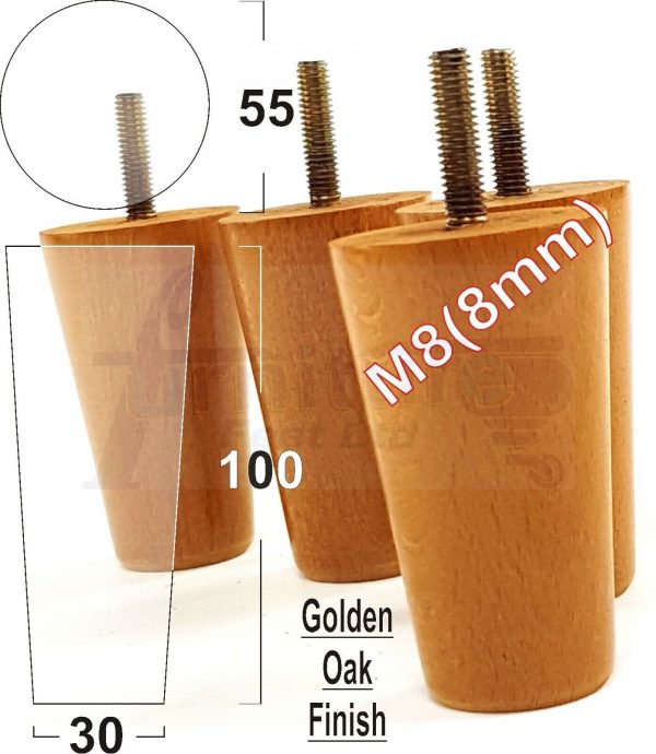 4x WOOD REPLACEMENT FURNITURE CHAIR LEGS M8(8mm) SOFA - SETTEE FEET 100mm HIGH - Image 23
