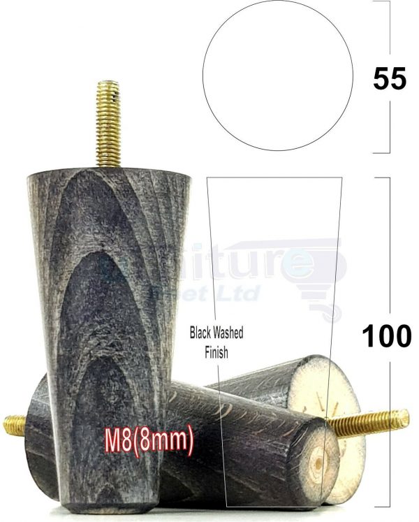 4x WOOD REPLACEMENT FURNITURE CHAIR LEGS M8(8mm) SOFA - SETTEE FEET 100mm HIGH - Image 17