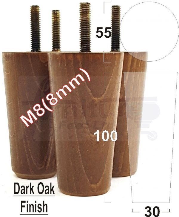 4x WOOD REPLACEMENT FURNITURE CHAIR LEGS M8(8mm) SOFA - SETTEE FEET 100mm HIGH - Image 19