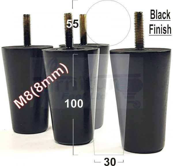 4x WOOD REPLACEMENT FURNITURE CHAIR LEGS M8(8mm) SOFA - SETTEE FEET 100mm HIGH - Image 16