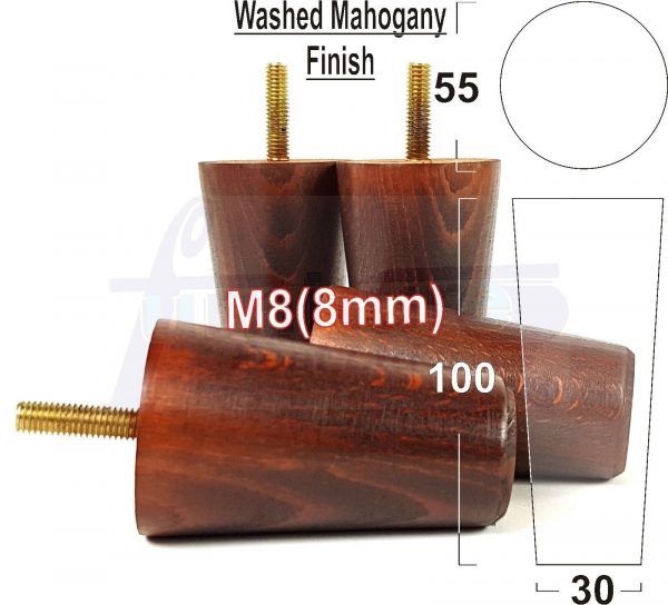 4x WOOD REPLACEMENT FURNITURE CHAIR LEGS M8(8mm) SOFA - SETTEE FEET 100mm HIGH - Image 25