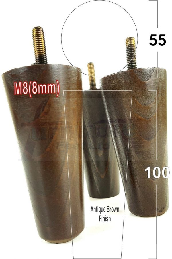 4x WOOD REPLACEMENT FURNITURE CHAIR LEGS M8(8mm) SOFA - SETTEE FEET 100mm HIGH - Image 14