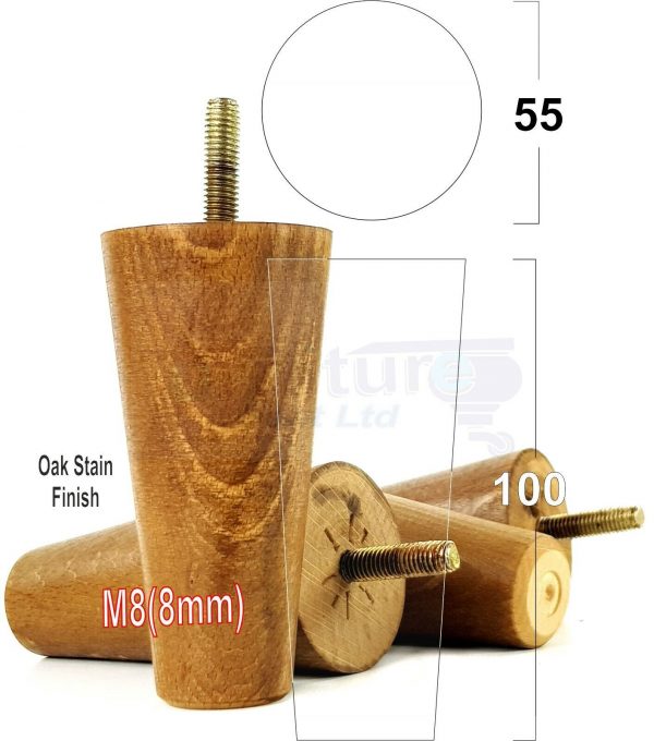 4x WOOD REPLACEMENT FURNITURE CHAIR LEGS M8(8mm) SOFA - SETTEE FEET 100mm HIGH - Image 30