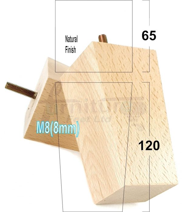 Square Wood Legs Replacement Block Furniture Feet 100 - 240mm High M8 Natural - Image 16