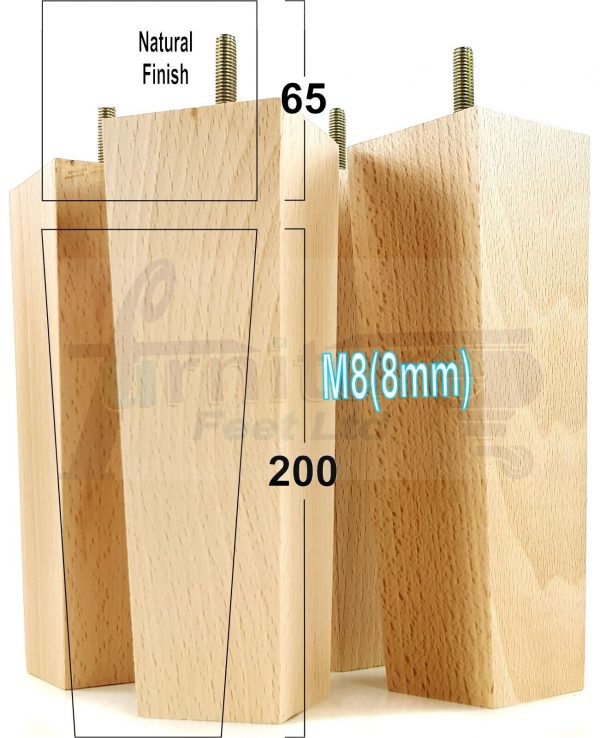 Square Wood Legs Replacement Block Furniture Feet 100 - 240mm High M8 Natural - Image 18
