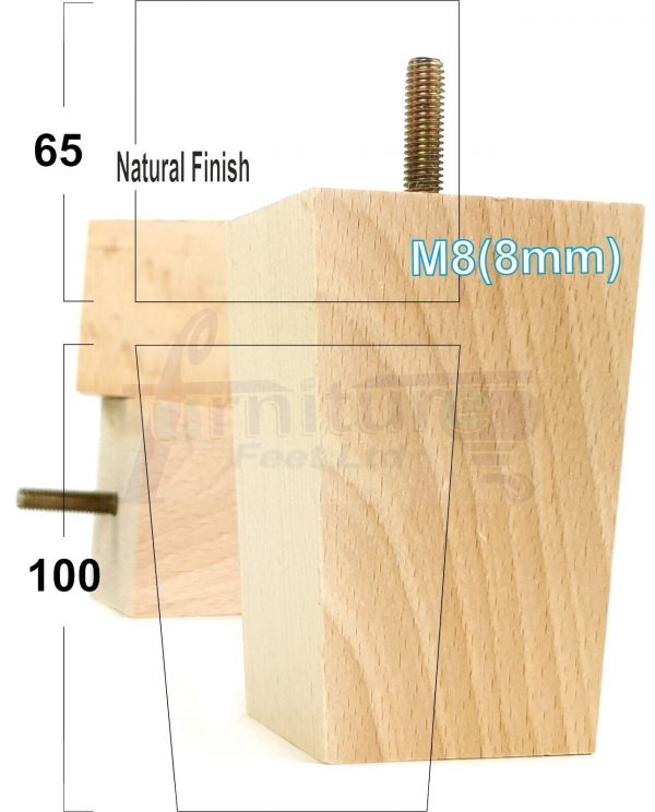 Square Wood Legs Replacement Block Furniture Feet 100 - 240mm High M8 Natural - Image 15