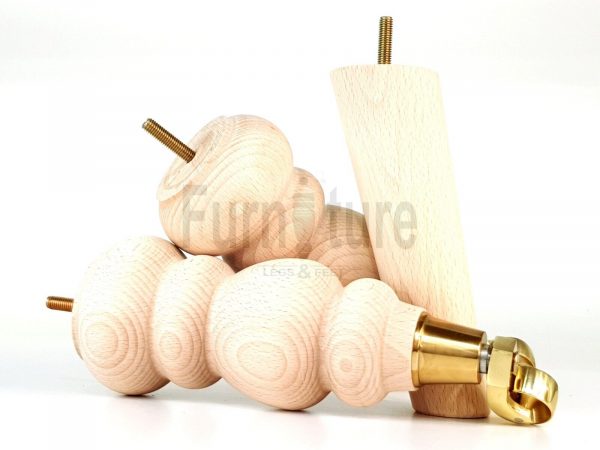 2x Furniture Castor Legs & 2x Angled Solid Wooden Feet M8 Chairs Sofa 250mm High - Image 7