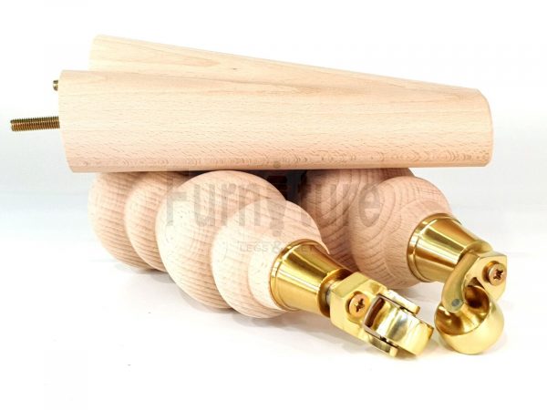 2x Furniture Castor Legs & 2x Angled Solid Wooden Feet M8 Chairs Sofa 250mm High - Image 9