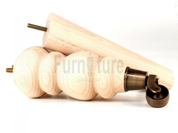 2x Furniture Castor Legs & 2x Angled Solid Wooden Feet M8 Chairs Sofa 250mm High - Image 9