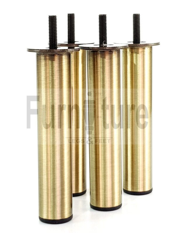 4 Metal Furniture Sofa Legs 150mm High Chair Feet Settee Cabinets Brush Brass M8 - Image 4