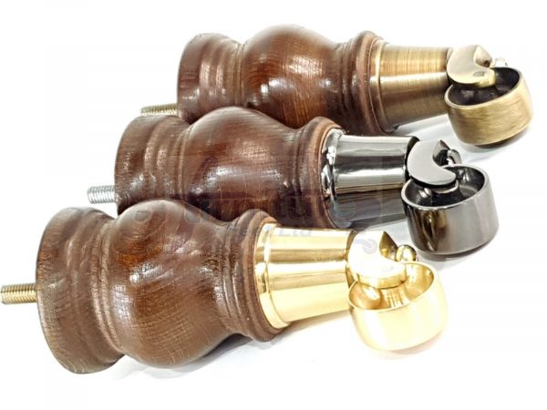 4 Turned Wood Castor Legs 150mm High Chair Furniture Feet Antique Brown M8(8mm) - Image 7