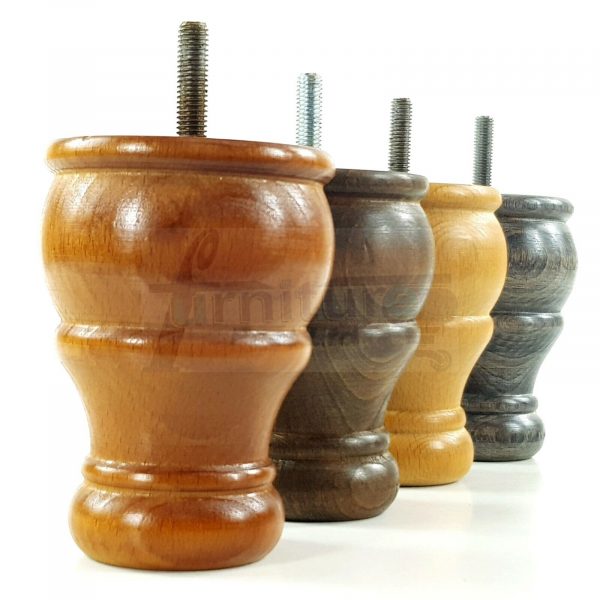 4 Turned Wood Furniture Chair Legs M8 Replacement Sofa, Settee Feet 100mm High - Image 8