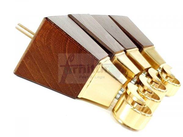 4x Block Wood With Brass Castor Furniture Chair Settee Legs M8 Sofa Feet 150mm - Image 9