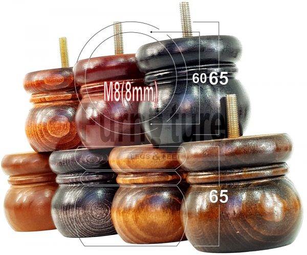 4x Replacement Solid Wood Furniture Sofa Legs Settee, Chair Feet 60mm High M8 - Image 14