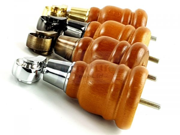 4x TURNED WOODEN CASTOR LEGS 165mm High CHAIR REPLACEMENT FURNITURE FEET M8(8mm) - Image 4