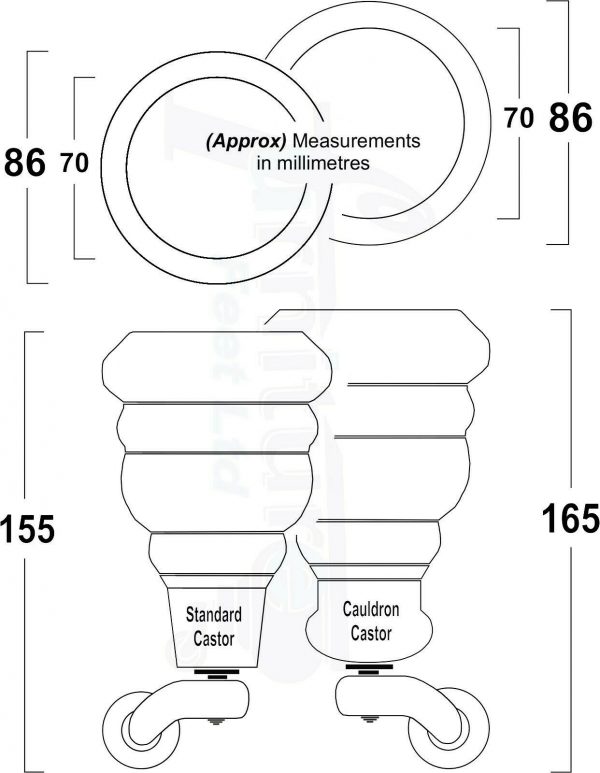 4x TURNED WOODEN CASTOR LEGS 165mm High CHAIR REPLACEMENT FURNITURE FEET M8(8mm) - Image 5
