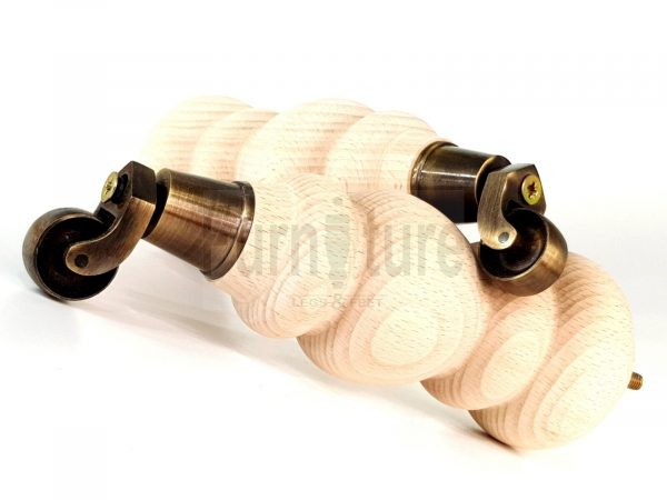4x Turned Wood Furniture Castor Leg M8 Replacement Feet Chairs Stools Sofa 250mm - Image 4