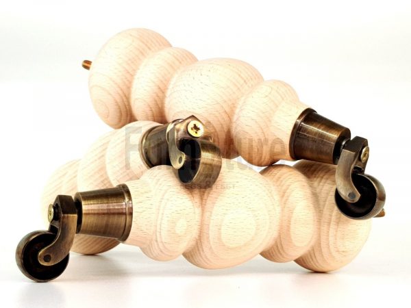 4x Turned Wood Furniture Castor Leg M8 Replacement Feet Chairs Stools Sofa 250mm - Image 7