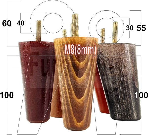 4x Turned Wood Furniture Settee Leg M8 Replacement Feet Chairs Stools Sofa 100mm