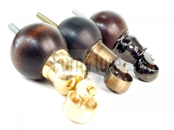 4x Turned Wood with Brass Castor Furniture Chair Settee Legs M8 Sofa Feet 118mm - Image 11