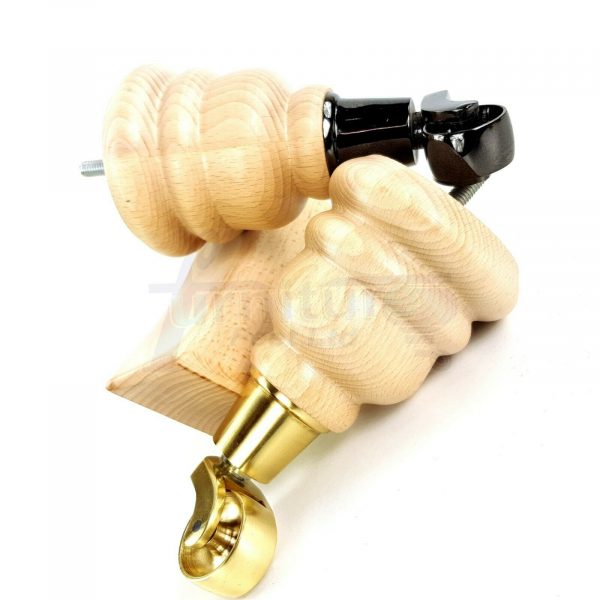 4x WOOD FURNITURE SOFA LEGS M8 REPLACEMENT CHAIR FEET 2 WITH CASTORS 165mm HIGH - Image 4