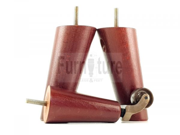 4x Wooden Chair Legs 2x With Castors M8 Replacement Settee Furniture Feet 145mm - Image 4