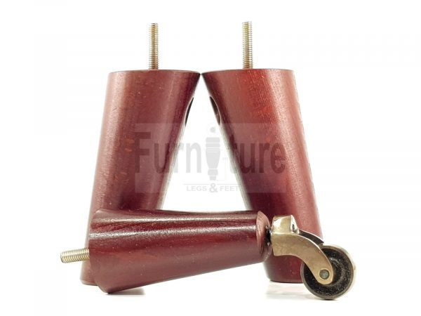 4x Wooden Chair Legs 2x With Castors M8 Replacement Settee Furniture Feet 145mm - Image 6