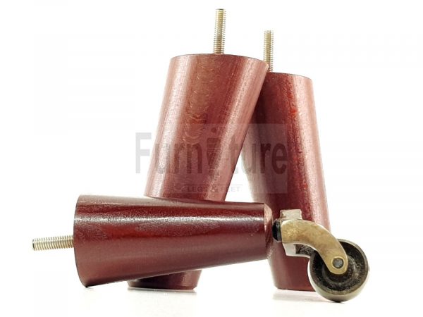 4x Wooden Chair Legs 2x With Castors M8 Replacement Settee Furniture Feet 145mm - Image 9