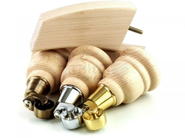 RAW WOODEN FURNITURE SETTEE LEGS M8 REPLACEMENT FEET 2 WITH CASTORS 165mm HIGH - Image 11