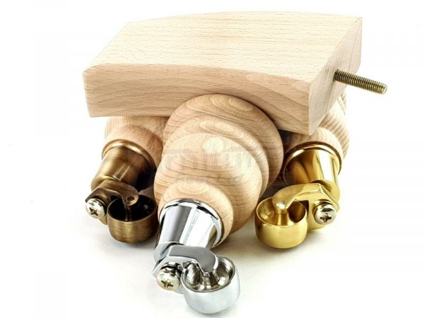 RAW WOODEN FURNITURE SETTEE LEGS M8 REPLACEMENT FEET 2 WITH CASTORS 165mm HIGH - Image 12