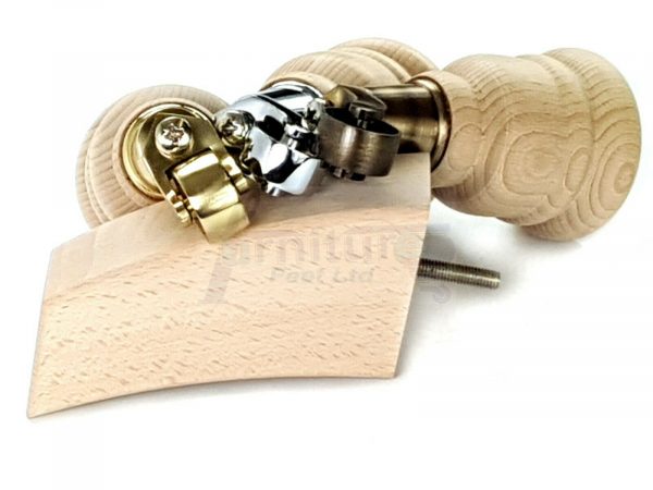 RAW WOODEN FURNITURE SETTEE LEGS M8 REPLACEMENT FEET 2 WITH CASTORS 165mm HIGH - Image 6