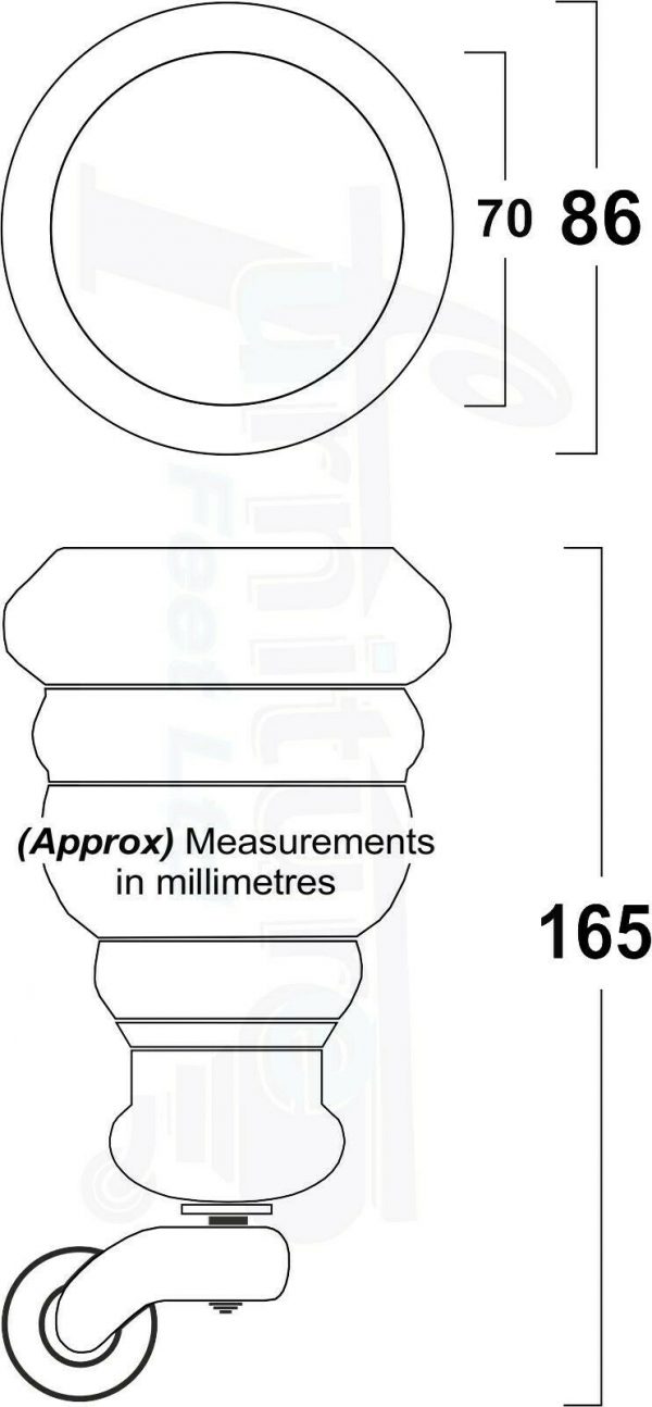 RAW WOODEN FURNITURE SETTEE LEGS M8 REPLACEMENT FEET 2 WITH CASTORS 165mm HIGH - Image 7
