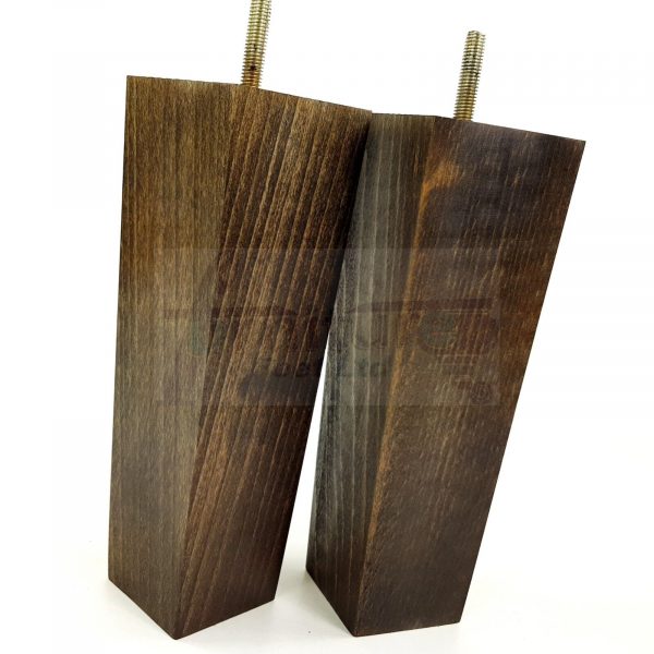 Square Wood Legs Replacement Furniture Feet 100 - 240mm High M8 Dark Walnut Wash - Image 3