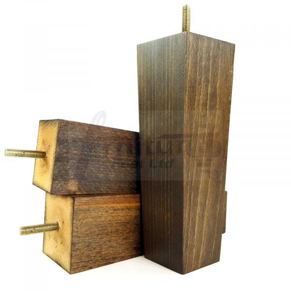 Square Wood Legs Replacement Furniture Feet 100 - 240mm High M8 Dark Walnut Wash - Image 4
