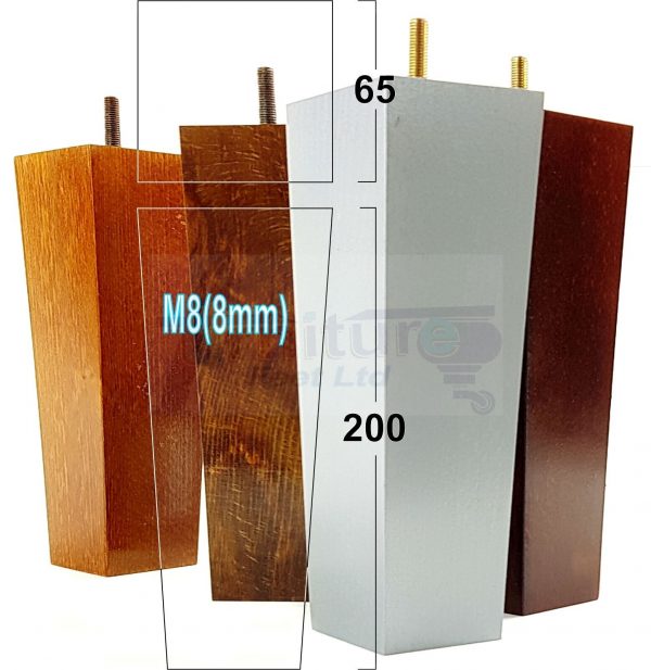 Square Wood Legs Replacement Furniture Feet 100 - 240mm High M8 Dark Walnut Wash - Image 7